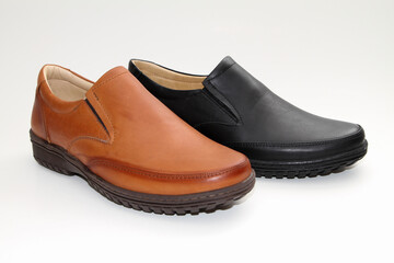 Men's shoes for daily use. Side view and unbranded shoe models