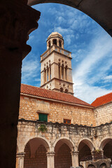 Fototapeta premium The cloisters and campanile of the 15th century Franciscan Monastery, Hvar, Croatia
