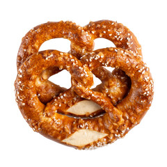 Two soft pretzel with salt isolated on white background.