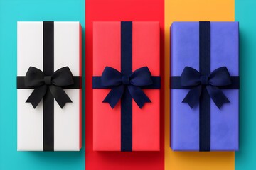 Fototapeta premium Colorful Gift Boxes on Vibrant Background