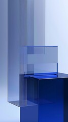 Futuristic Multi-Layered Glass and Acrylic Design with Cool Blue Hues