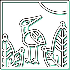 カラーシャドウ正方形ミニ花札　睦月　松　鶴　1月　松に鶴