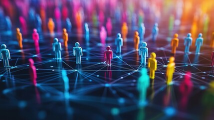 Colorful People Figures on a Network Diagram