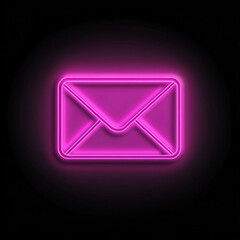 Fototapeta premium Neon Email Icon in Bright Pink Against Dark Background