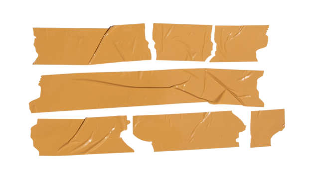 PNG Format Transparent Adhesive Tape Cutout.  For use as an isolated tape element in photo edits or layouts.