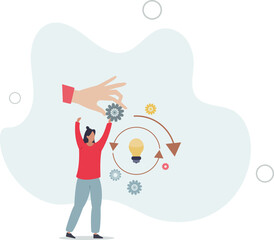Teamwork gears as business cooperative machinery.idea concept.flat characters.