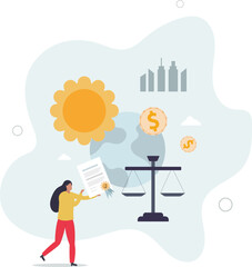 ESG or environmental social governance for ecological and sustainable investment strategy .flat characters.