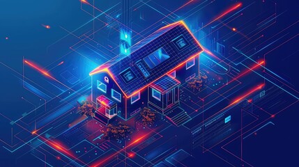 Futuristic Smart Home Concept in Neon Lighting