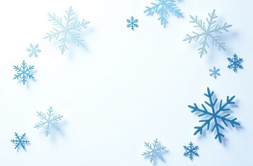 Blue snowflake set on white background, close-up