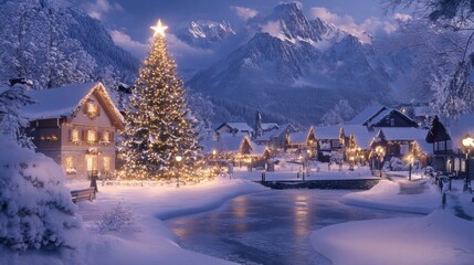 Winter Wonderland in the Alps: A picturesque scene of a quality.