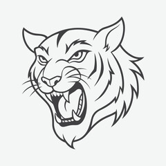 Tiger Head Line Art Logo Vector Illustration Isolated On White Background Perfect for Branding and Design