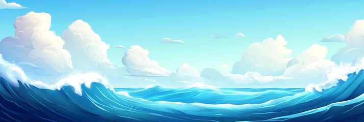 Tranquil Blue Ocean Background with Calming Waves for Relaxation and Serenity