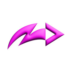 Inflate 3D illustration of arrow or direction icon with pink color