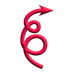 Inflate 3D illustration of arrow or direction icon with red color