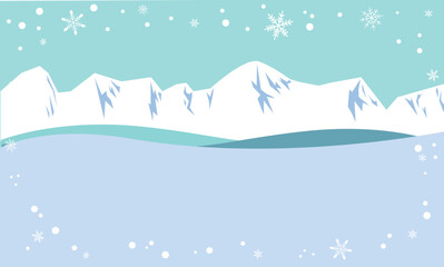 冬の雪降る森のイラスト背景フレーム素材