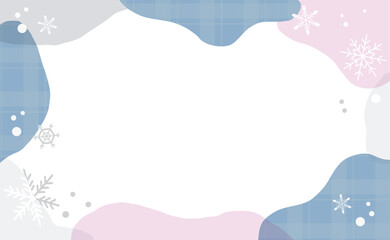 冬の雪降る森のイラスト背景フレーム素材