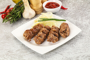 Beef kebab minced meat with onion