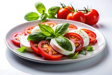 Silhouette of Mozzarella and Tomato Caprese Salad on White Background â€“ Fresh Ingredients, Healthy Eating, Culinary Art, Italian Cuisine, Food Photography, Vegetarian Delight, Gourmet Salad