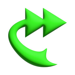 Inflate 3D illustration of arrow or direction icon with green color