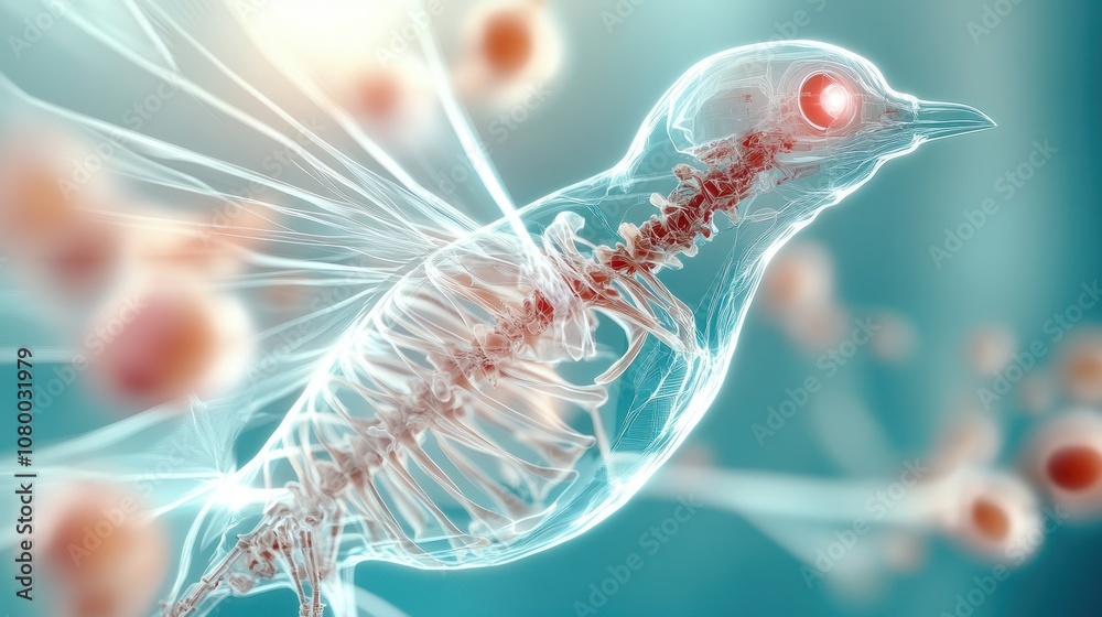 Poster explore the intricate structure of a bird's skeleton in stunning detail