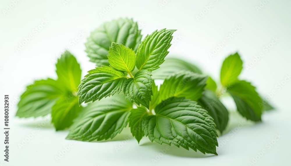 Sticker  Fresh mint leaves vibrant and ready for culinary delight