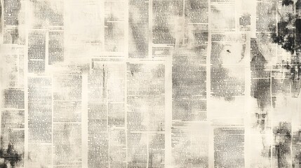 Obraz premium A textured background resembling old, faded newspaper print in black and white, giving a vintage, nostalgic feel.