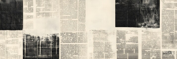 Obraz premium A textured background resembling old, faded newspaper print in black and white, giving a vintage, nostalgic feel. 