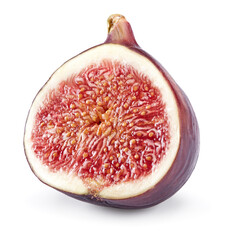 half of fig fruit isolated on white background. full depth of field. clipping path