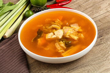 Korean kimchi soup with seafood
