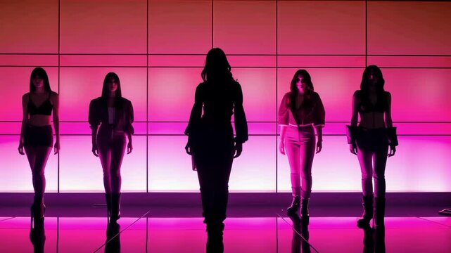 Female kpop stars dancing on stage silhouette korean culture