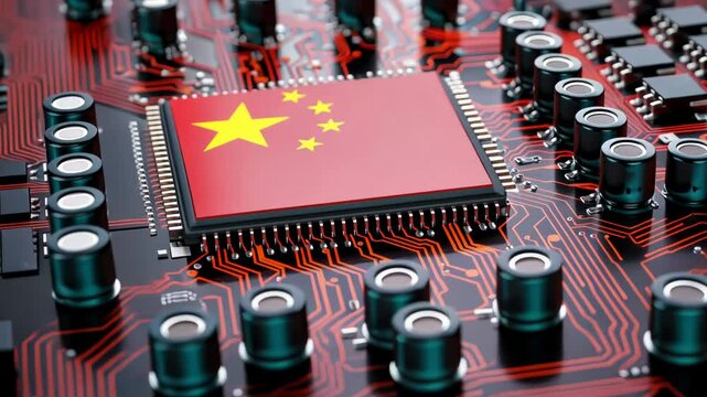 Chinese microchip representing global chip war technology dominance