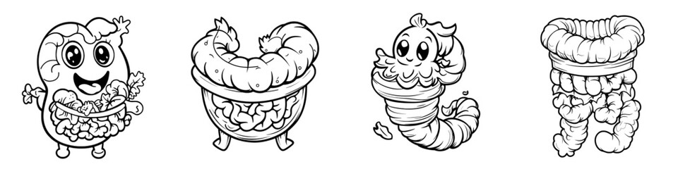 Obraz premium The digestive system is represented as an intestinal icon. Editable stroke width.