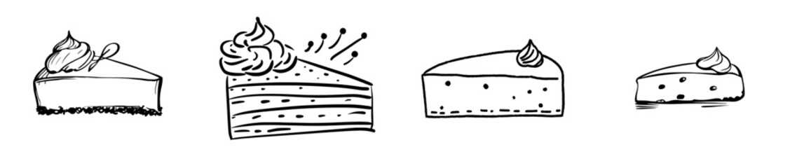 Icon of a creamy pie in black and white.