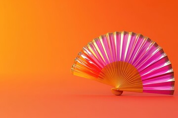 A colorful fan is on a bright background