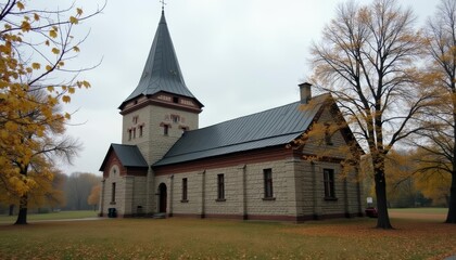  Autumn serenity at a quaint church