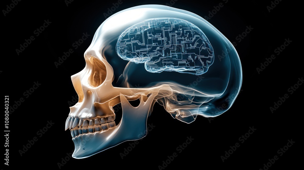 Poster explore the intricacies of the human brain within a skull structure