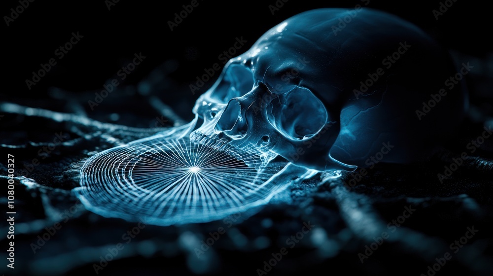 Aufkleber Explore the mystique of a glowing skull and its intricate patterns
