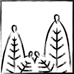 筆書き正方形ミニ花札　睦月　松　1月　松のカス