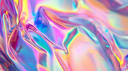 Obraz premium Vibrant iridescent textures with swirling colors of pink, blue, and purple create a dreamy, futuristic feel. Perfect as a background or abstract art piece
