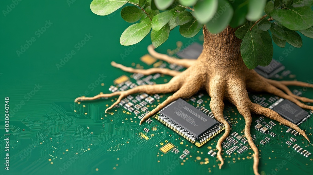 Poster explore how nature and technology intertwine in modern design