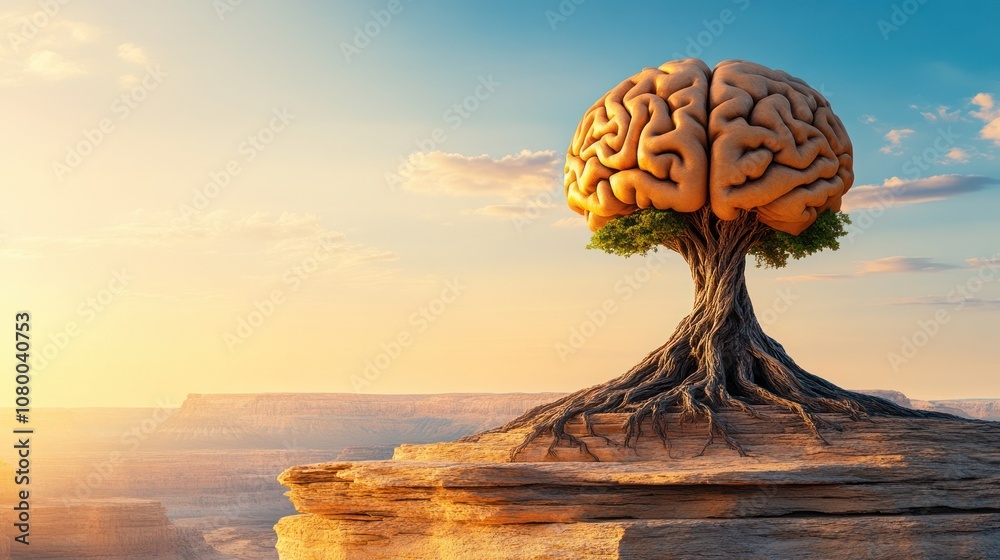 Poster Explore the connection between nature and intelligence through a unique tree with a brain