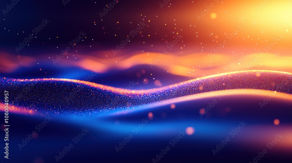 Poster explore the vibrant waves of light and color in abstract digital art