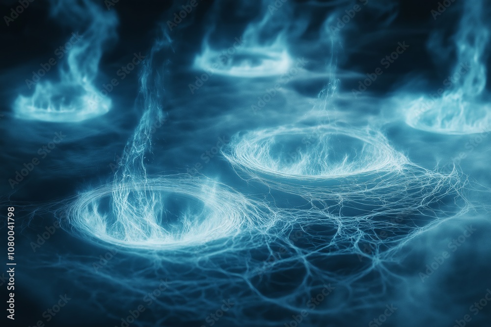 Fototapete Abstract Blue Energy Vortices with Glowing Waves and Futuristic Motion Design Representing Dynamic Power and Technology, Generative AI
