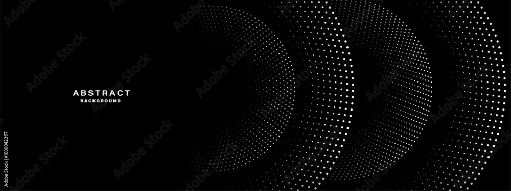 Leinwandbilder Abstract black background with concentric circles and halftone pattern. Vector illustration. 
