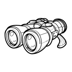 Black and white line drawing of an optical tool symbolizing binoculars, a tourism-related item.