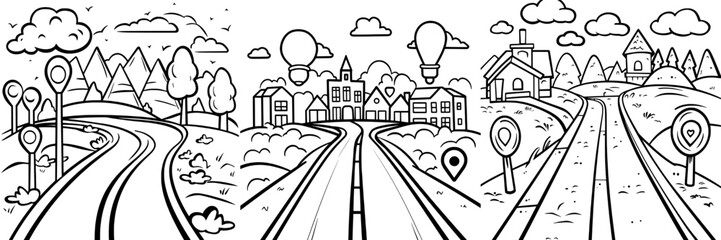 Naklejka premium Line with editable stroke, road to destination icon