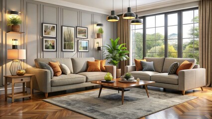 Transform your space with a contemporary living room set that offers a cozy sofa and sophisticated furniture layout, ideal for achieving modern interior elegance.