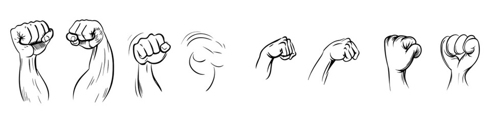 A muscular arm drawing using line art style. Simple outline design that can be easily edited. Illustration in a modern style