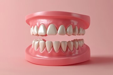 Obraz premium A close up of a pink toothbrush with a white handle