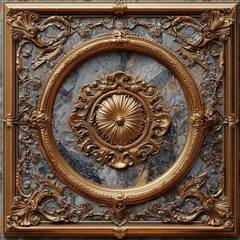 Obraz premium Baroque, Barocco Ornate Marble Ceiling Non-Linear Reformation Design with Intricate Accents Depicting Classic Elegance and Architectural Beauty
